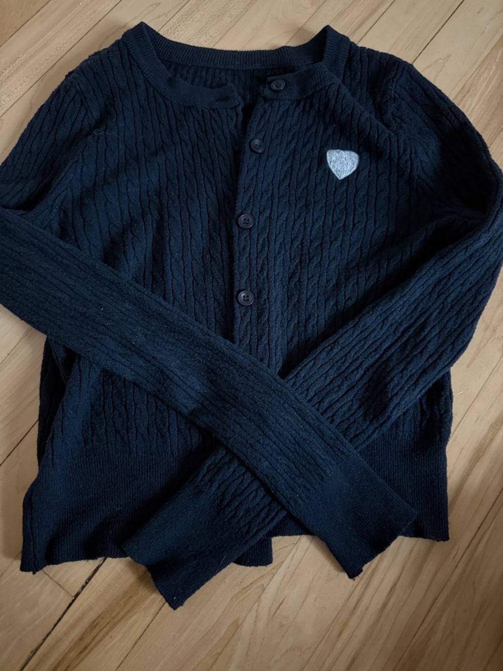 Women’s Navy Cable-Knit Button Cardigan Sweater